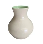 Vintage Red Wing USA M-1550 Pottery Vase Cream Exterior Mint Green Interior MCM