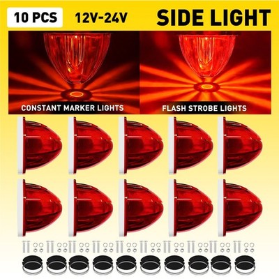 Red LED Watermelon Light Truck Trailer Side Marker Clearance Turn Signal Lamp EJ