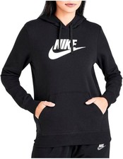 Nike Sportswear Club Fleece Women's Logo Pullover Hoodie Size - Small - Black/Wh