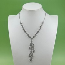 International Concepts INC Silver Tone Rhinestone Floral Y Drop Necklace 19 Inch