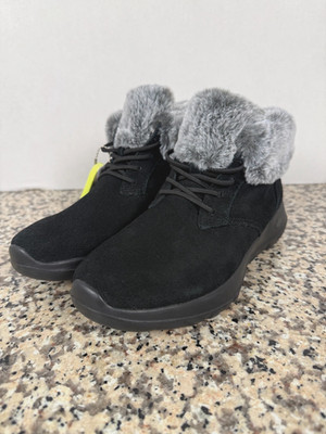 Skechers Winter Wishes On-the-GO City 2 Suede Ankle Boots Women's 7.5 Black NWOB