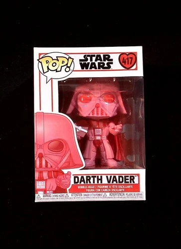 Darth Vader Funko Pop! 417 Star Wars Red Valentines Pink box dmg in Protector!