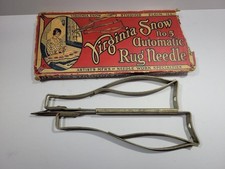Vintage Virginia Snow No 5 Automatic Rug Needle Sewing Tool W Box Made In USA