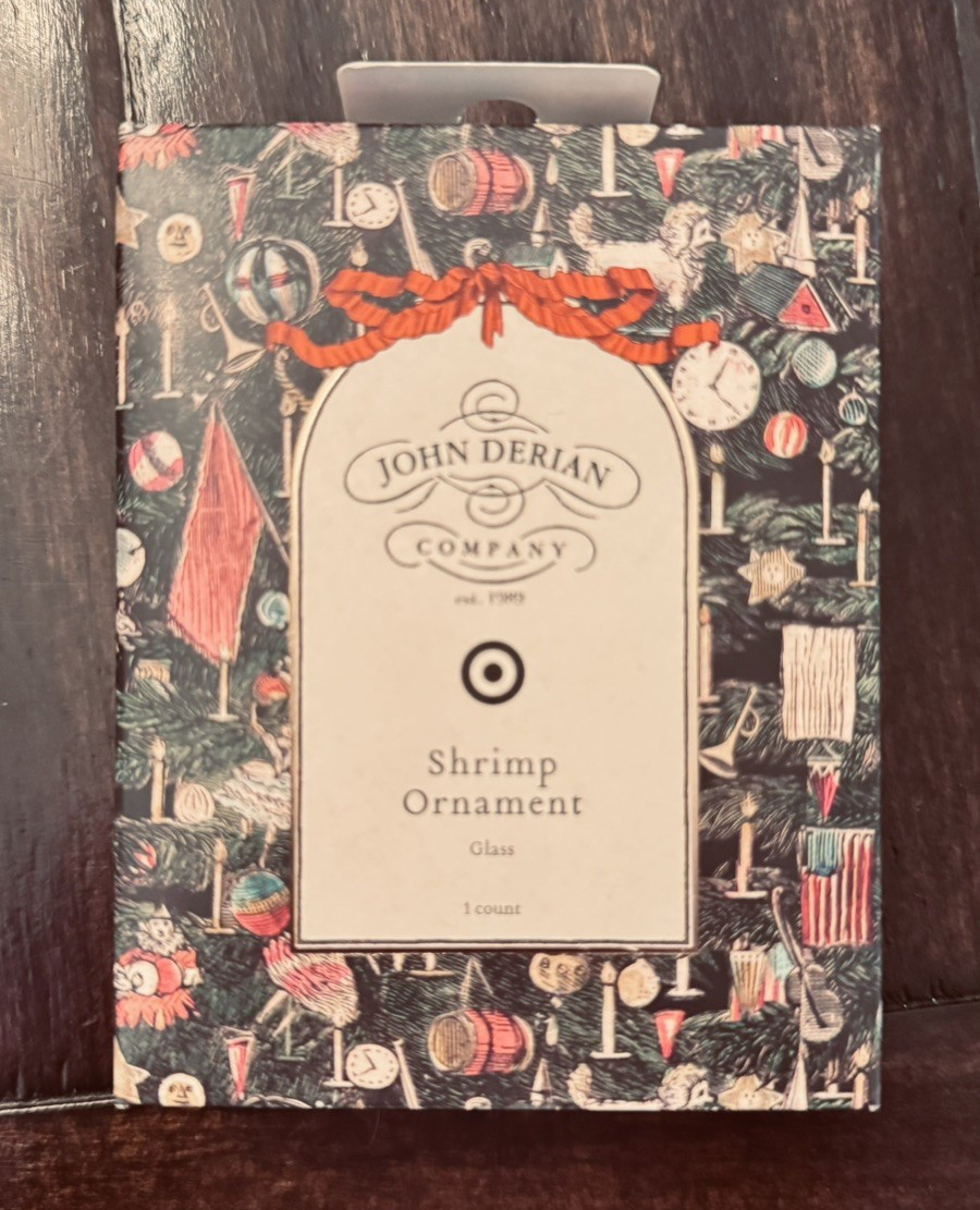 John Derian Artist For Target 2025 Holiday Glitter Large Shrimp Ornament NIB