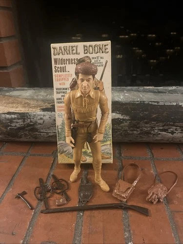 Vintage Collectible Marx Daniel Boone with Accessories + Vintage Box Johnny West