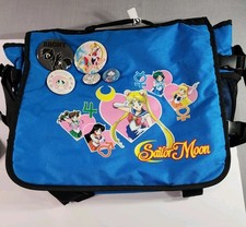 Sailor Moon Blue Messenger Bag Anime Crossbody Shoulder Bag w/ Pins Button...