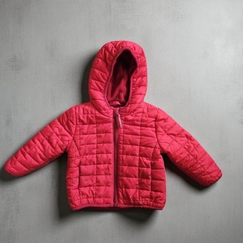 * Parka de invierno forrada de vellón acolchada con capucha roja CAT & JACK para niños talla 12 meses - Imagen 6 de 6