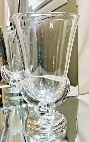 Vintage Steuben Crystal Tall Vase George Thompson Design Hand-Blown Art Glass