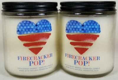 Bath Body Works Candle FIRECRACKER POP Scented 1-wick Jars Lot of 2 Wax 7 oz