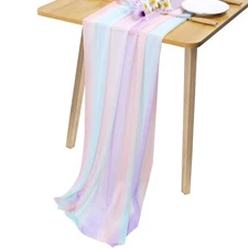 Colorful Chiffon Table Runner 30 x 118 Inch Sheer Table Runner Tulle Rainbow ...