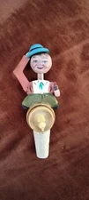 Vintage Mechanical Bottle Cork Stopper Carved Wood Hat Tipper Wine Barrel Keg