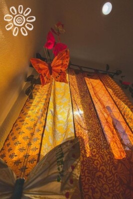 Indian Sari Patchwork Curtain Drape Handmade Window Decor Silk Sari Boho Curtain
