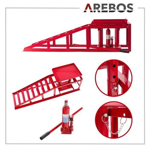 AREBOS Rampa di accesso Rampa Jack Rampa di sollevamento Rosso 1150x325x290 mm - Foto 3 di 12