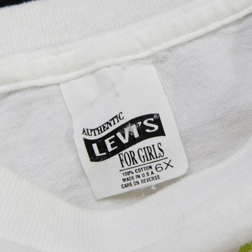Rare VTG LEVI’S For Girls Fish Art Single Stitched T Shirt 90s White Youth SZ 6X - Picture 4 of 8