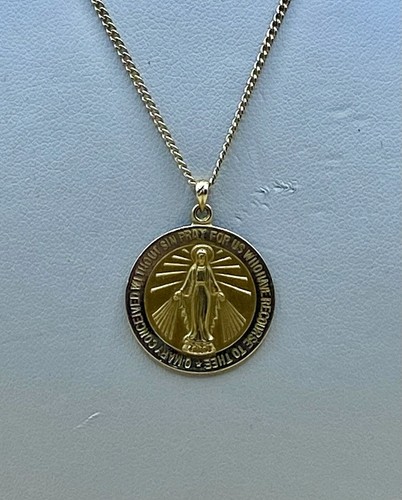 14k yellow gold Miraculous Metal with 18inch cuban link chain - Picture 2 of 11