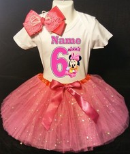 Minnie Mouse  With NAME  6th Sixth 6 Baby Fuchsia Tutu Dress Fast Shipping