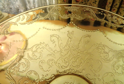 HÜBSCHES BUNDESGLAS "MADRID" MUSTER BERNSTEIN/GELB DEPRESSIONSGLAS KONSOLENSCHALE - Bild 7 von 7
