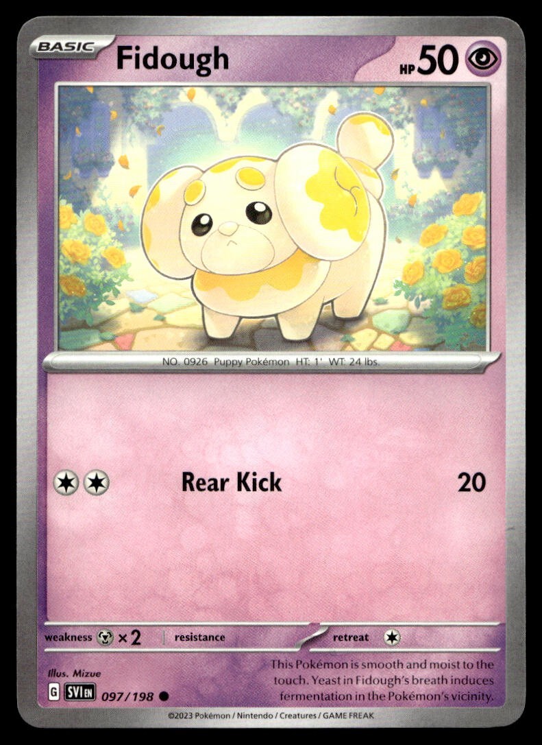 Fidough 97/198 Pokemon Card Scarlet & Violet Common 50 HP Near Mint DH
