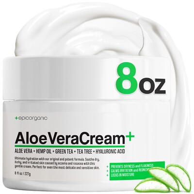 Aloe Vera Based Moisturizer Cream for Face and Body (8 oz) EpicOrganic