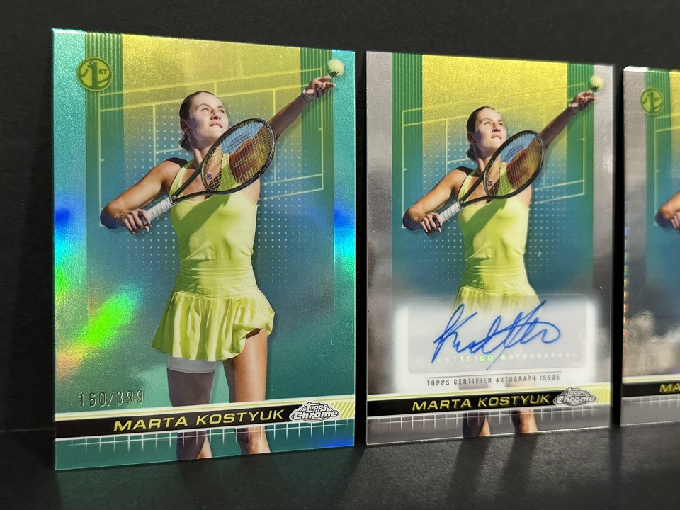 2024 Topps Chrome Tennis 1st Card Marta Kostyuk Auto & Parallel Lot 3
