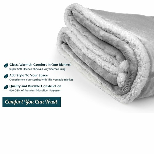Sherpa Throw Blanket Solid Fleece Bed Blanket Plush Soft Warm Fuzzy Reversible - Picture 64 of 80