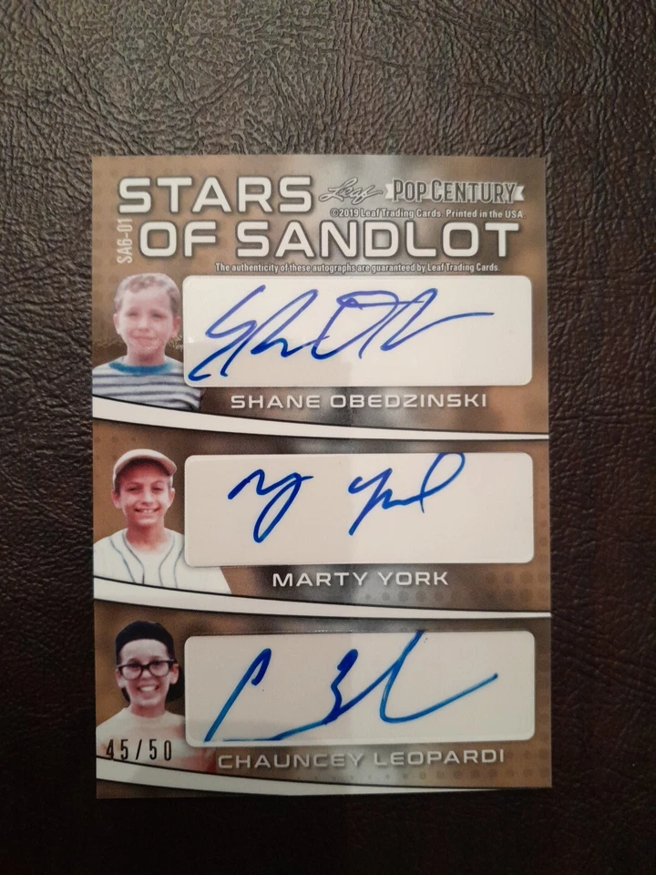 Tarjeta autógrafa Stars Of The Sandlot/50 Blue 6 2019 Leaf Pop Century SA6-01 Foto 2 de 2