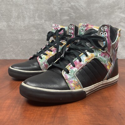 Supra Men s Skytop Chad Muska Pro Model Floral Black Shoes Size 9.5