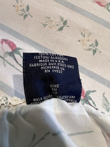 2 Vtg Ralph Lauren King Pillowcases + 1 Fitted Floral Katia Rose Stripe Damage - Picture 5 of 23