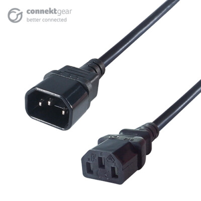 1m Netzverlängerung Stromkabel C14 Stecker auf C13 Buchse