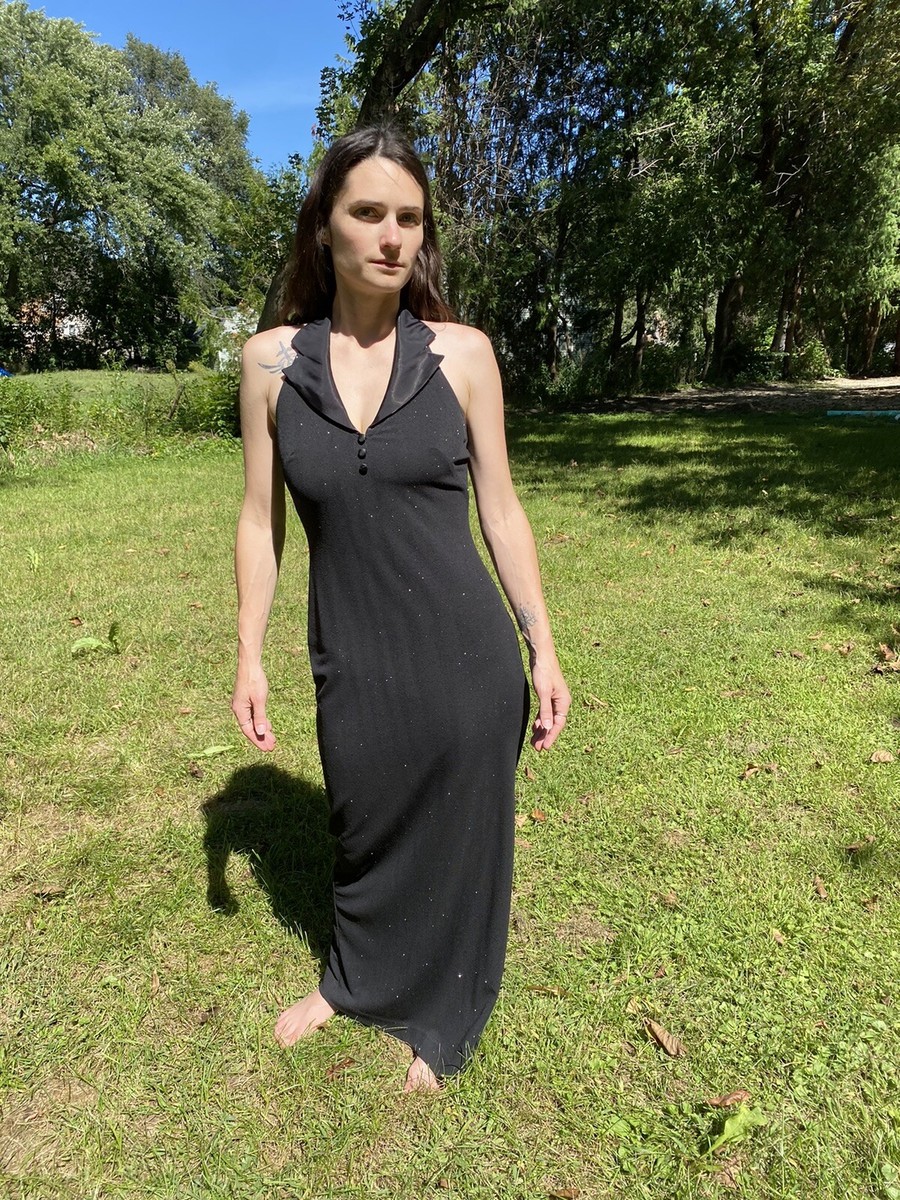 1990s Vintage Alex Evening Sparkle Maxi Tuxedo Prom Dress 1990s Vintage Alex Evening Sparkle Maxi Tuxedo Prom Dress