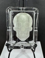 Skull Glow In The Dark Clear Glass Ashtray