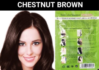 5 PCS CHESTNUT BROWN HERBAL HAIR DYE SHAMPOO COLOR GRAY&WHITE HAIR IN MINUTES