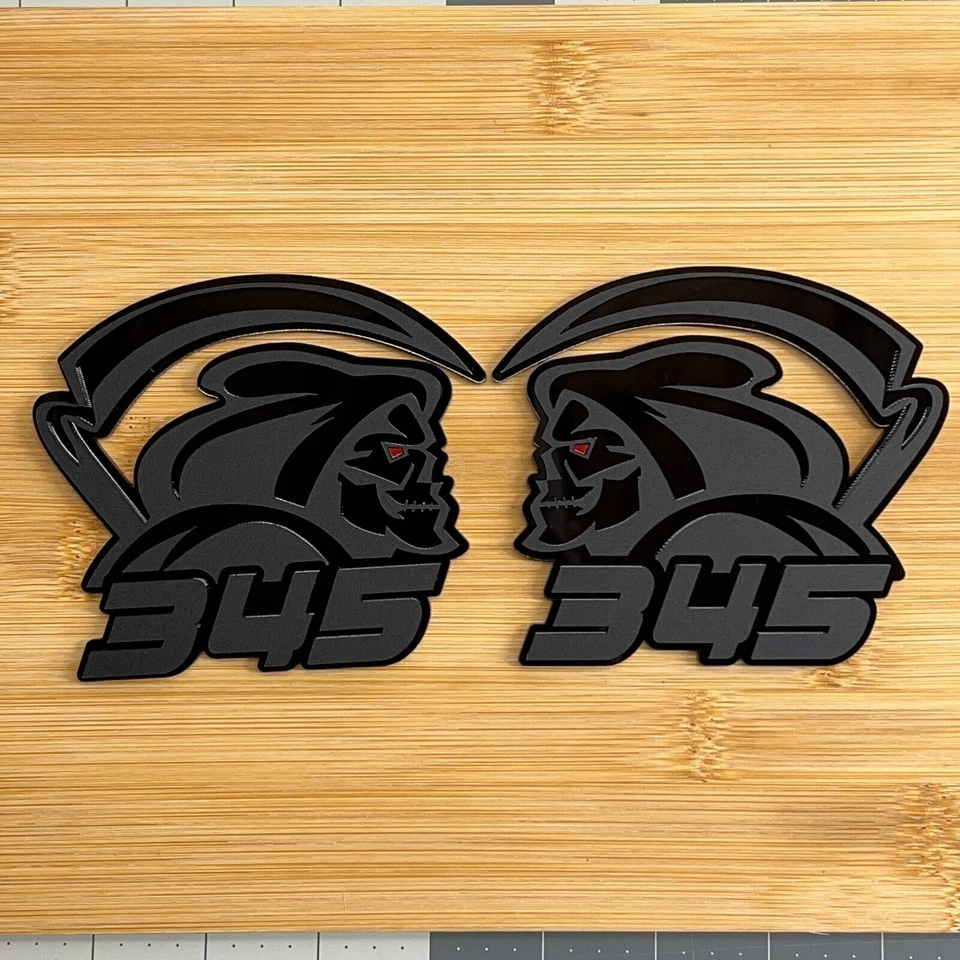 Insignia emblema coche camión Red Eye Reaper 345 negro mate sobre negro paquete personalizado de 2 Foto 2 de 4