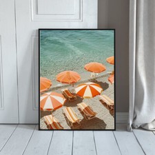 Amalfi Sea Umbrellas Italy Scenery Poster Premium Quality Choose your Size