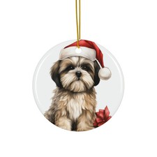 Lhasa Apso Puppy - Ceramic Christmas Ornament - Printed in USA