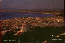 HAIFA AT NIGHT, Isreal - Vintage POSTCARD