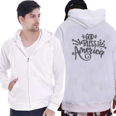 New Casual Unisex Hoodie God Bless America Hoodie Zipper