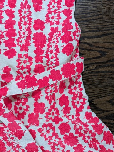 J Crew CREWCUTS Dress Ivory Pink FloralPattern Drop Waist Size 5 Belted - Picture 3 of 5