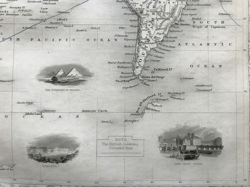1851 Antique Map; The World on Mercator's Projection - John Tallis / Rapkin - Picture 4 of 6
