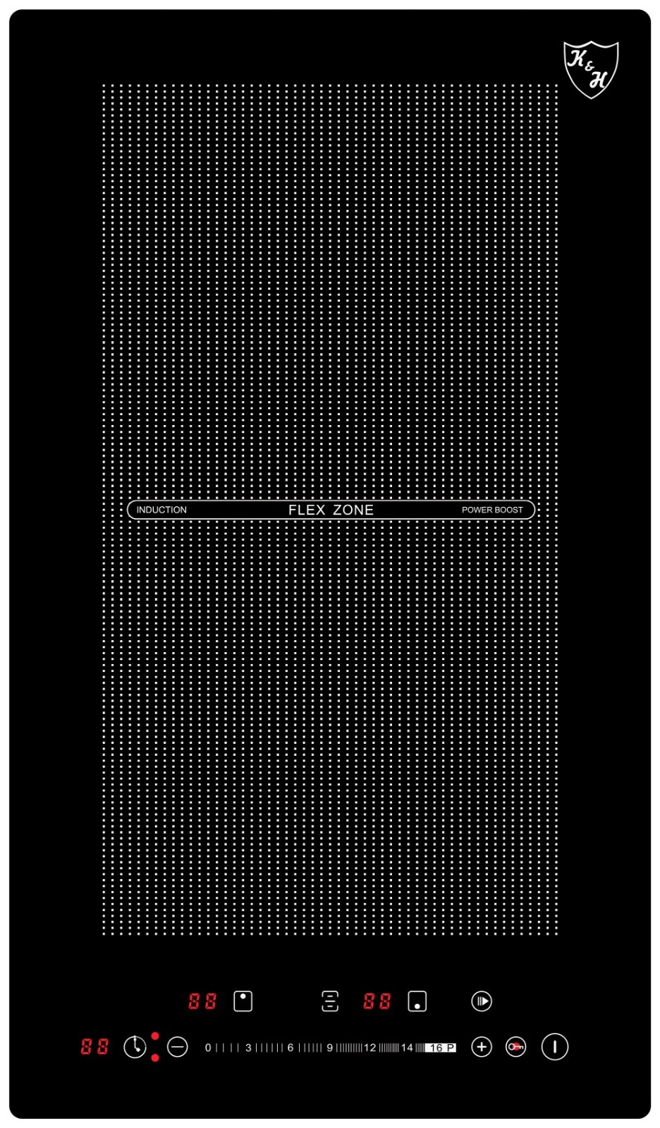 K&H SIGNATURE SERIES German Design 12" Induction Glass Cooktop 220V IN12-3400FLX