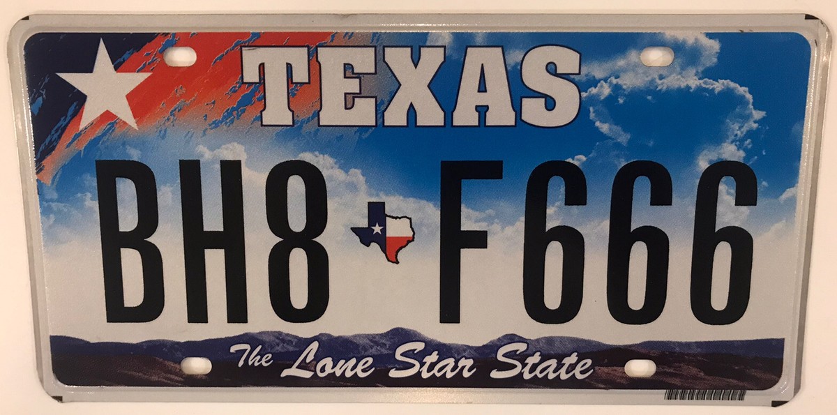 Texas TRIPLE Digit 6 BH 666 license plate repeating F666 Evil