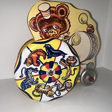 Vintage Metal Master Toy   Bear Play Drums   1950  s