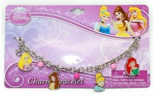 Princess Charm Bracelet with metal charms and jelly faceted beads by Disney-New