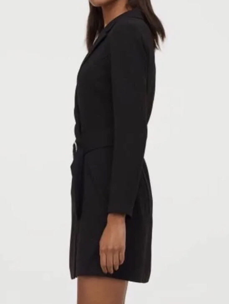 H&M Blazer Blazerkleid Jacke black schwarz 34 36 XS S Jacket NEU Gürtel