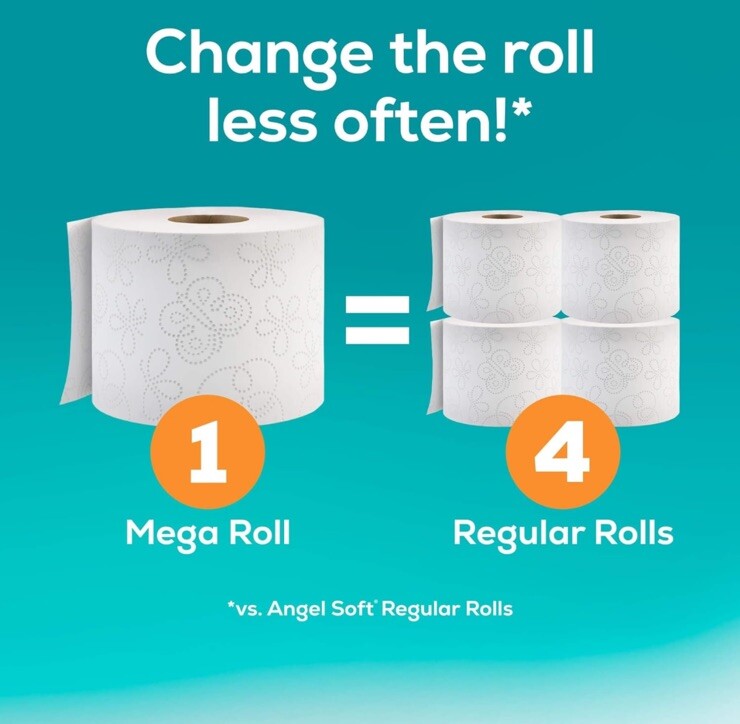 Angel Soft® Toilet Paper, 8 Mega Rolls = 32 Regular Rolls, 2