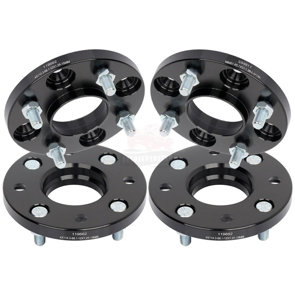 4 Pcs 15mm 4x114.3 12x1.25 Studs Wheel Spacers For Nissan Sentra Versa - Image 3 of 4