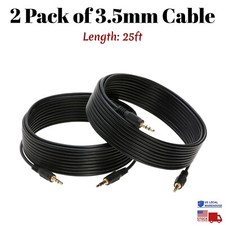 2x 25FT AUX 3.5mm Cable Male to Male Auxiliary Audio Car Headphone iPhone