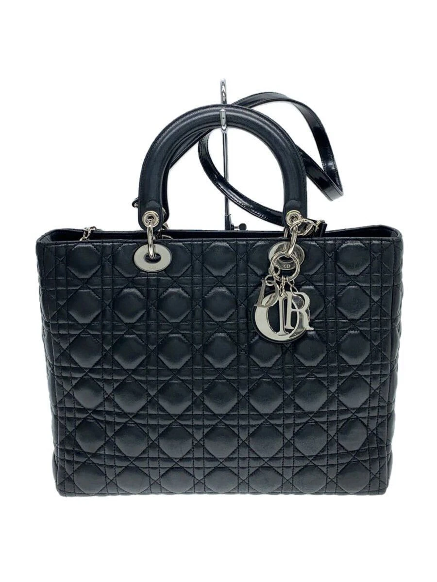 Grand sac à main Christian Dior femme cuir noir occasion