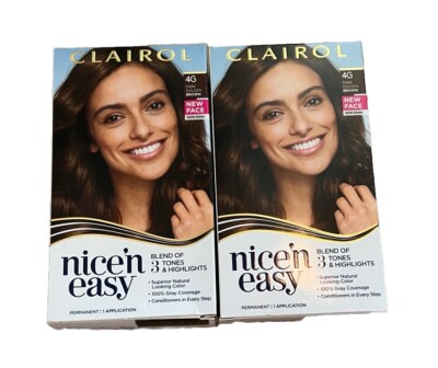 2x Clairol Nice'N Easy Permanent Hair Color 4G Dark Golden Brown