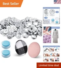 Durable 100 Set Cover Buttons Kit with Wire Backs - 1.5 Inch Standard Size